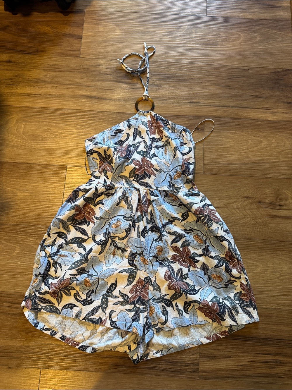 Old Navy Floral Halter Romper in Blue and Brown